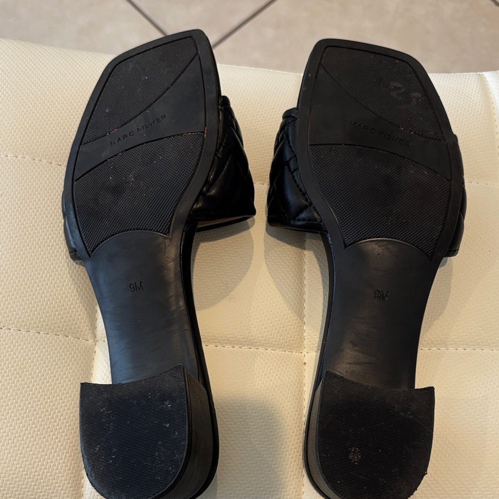 Marc Fisher Black Braided Slide Mules - Picture 2 of 3